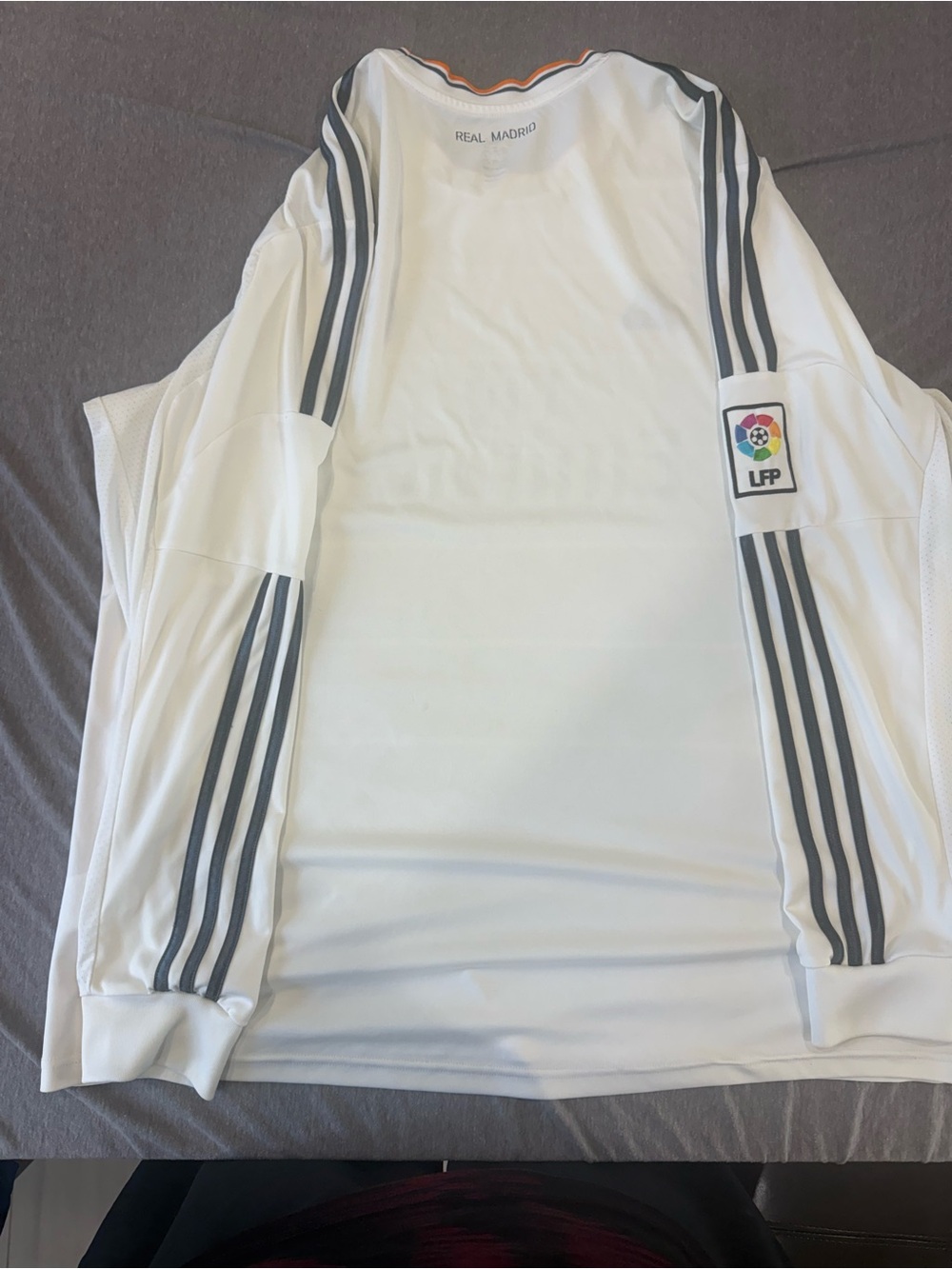 adidas Real Madrid White Home Jersey with Orange Trim - Picture 5 of 5